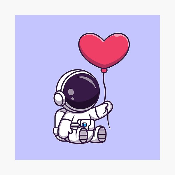 Item preview, Galactic Love: Cute Astronaut Holding Heart Balloon Cartoon Vector Icon Illustration designed and sold by hjian8219.