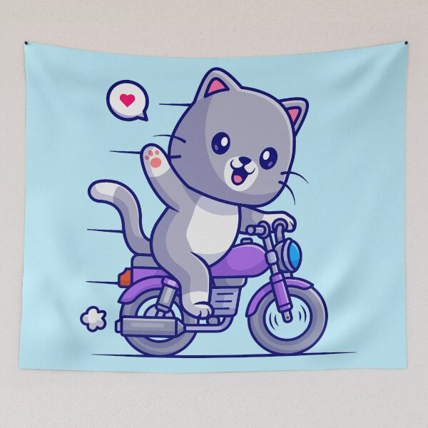 Item preview, Whiskered Rider: Cute Cat Riding Motorcycle Cartoon Vector Icon Illustration designed and sold by hjian8219.