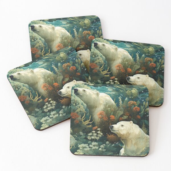 Artikelvorschau, Nahtlose Musterillustration des Eisbären, inspiriert von William Morris 3 entworfen und verkauft von The Willow Of  Rain City.