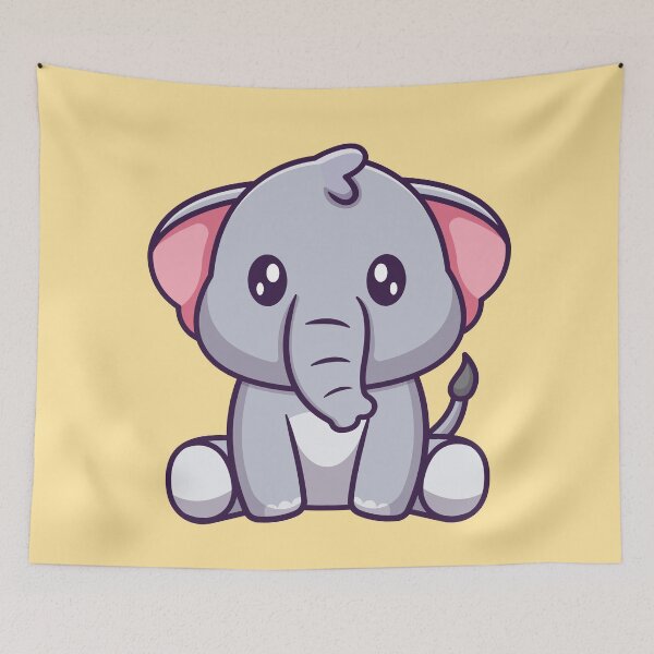 Item preview, Gentle Giant: Cute Elephant Sitting Cartoon Vector Icon Illustration designed and sold by hjian8219.