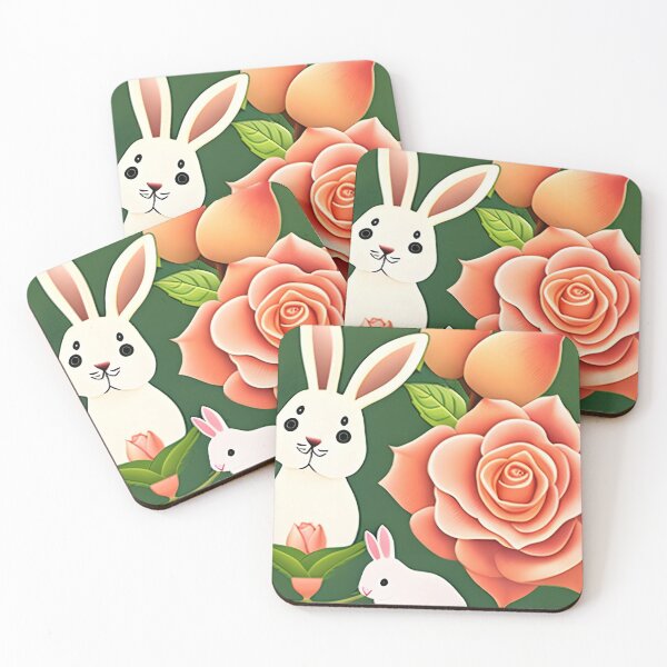Item preview, Peach Roses & Bunnies designed and sold by Will Burney.