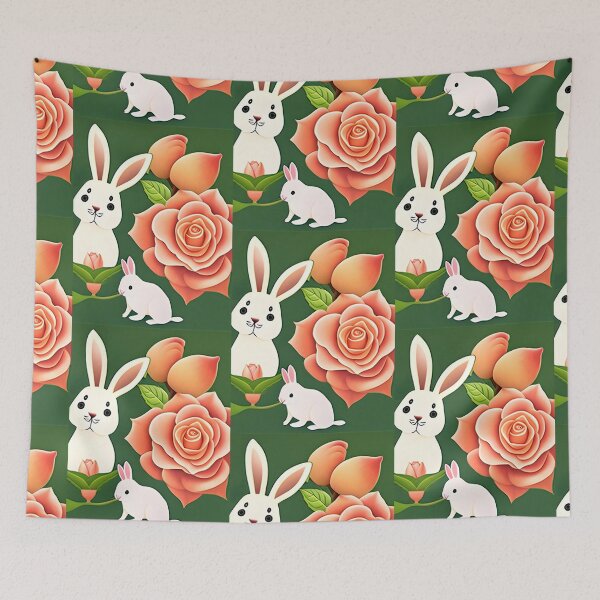 Item preview, Peach Roses & Bunnies designed and sold by Will Burney.