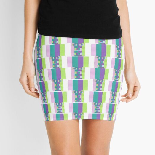 Rainrow Fro Repeat (Facemadics colorful contemporary abstract face) Mini Skirt