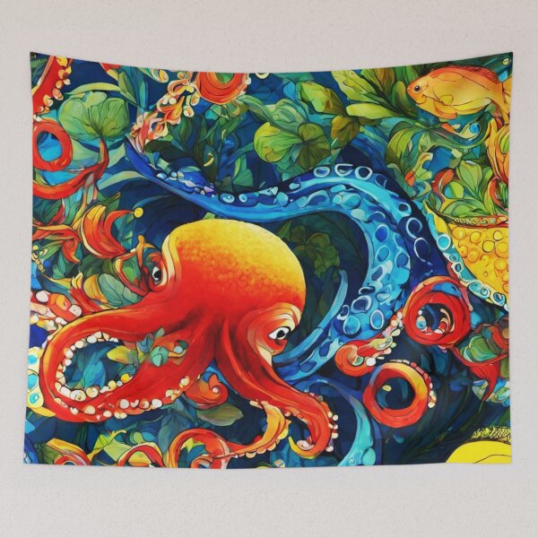 Item preview, Orange Red Octopus designed and sold by gillys.