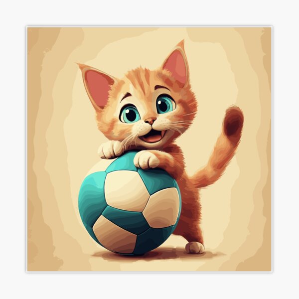 Cat playing football Sticker for Sale by AnimalArtPhotos