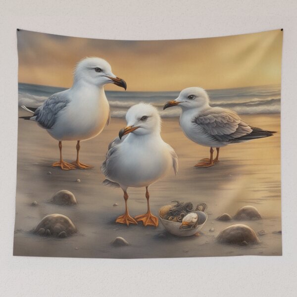 Item preview, Young Seagulls Playing at the Beach designed and sold by purplesensation.