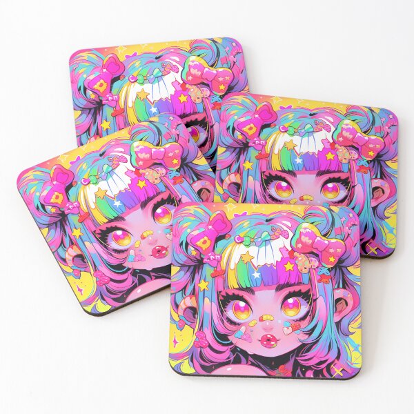 Aperçu de l'œuvre Harajuku rose vif embrassant les lèvres Anime Girl créée et vendue par bubblegoth.