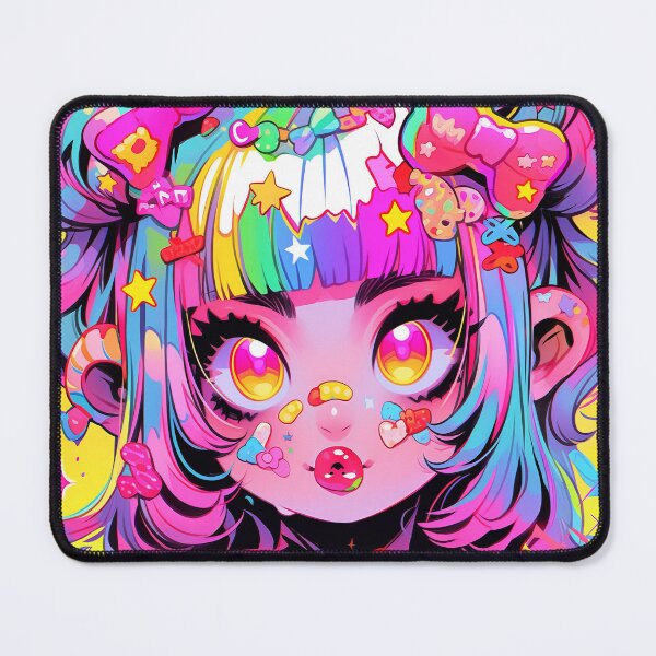 Item preview, Bright Pink Harajuku Kissing Lips Anime Girl designed and sold by bubblegoth.
