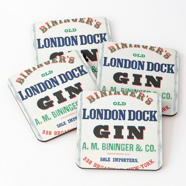Item preview, STK501667A-Vintage ad for Bininger's old London dock gin designed and sold by StocktrekImages.
