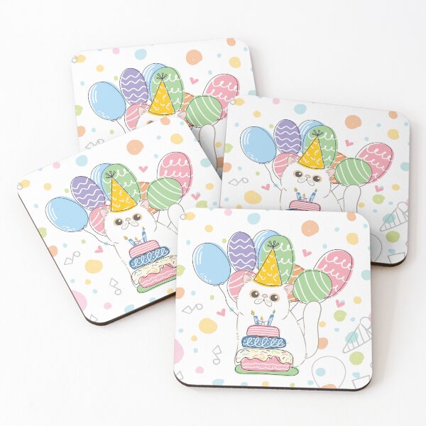 Item preview, White Exotic Shorthair Persian Cat Birthday Party designed and sold by lulululupaint.