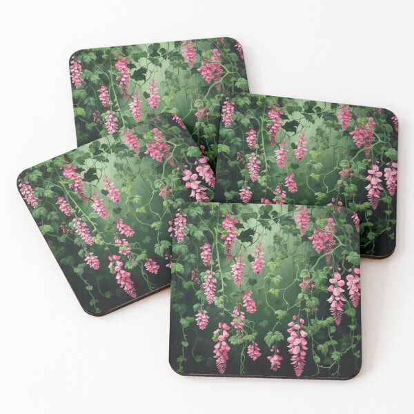 Item preview, climbing ivy with pink blooms designed and sold by DanieWoods.