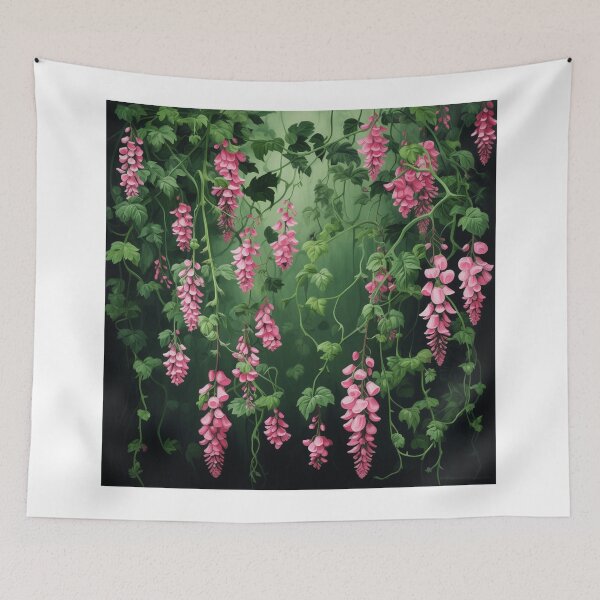 Item preview, climbing ivy with pink blooms designed and sold by DanieWoods.