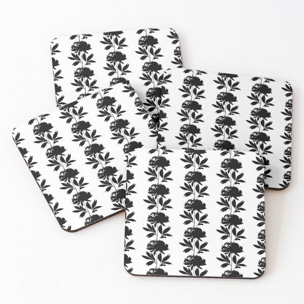 Item preview, Peony Flower Black leaves silhouette on White background 5 designed and sold by ArmBaoStock.