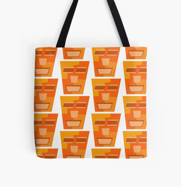 Orange Tripod Repeat (Facemadics abstract face colorful contemporary) All Over Print Tote Bag