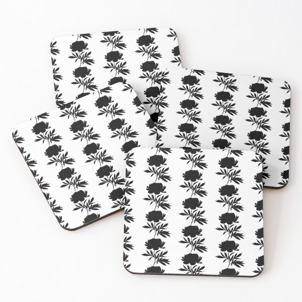 Item preview, Peony Flower Black leaves silhouette on White background 6 designed and sold by ArmBaoStock.