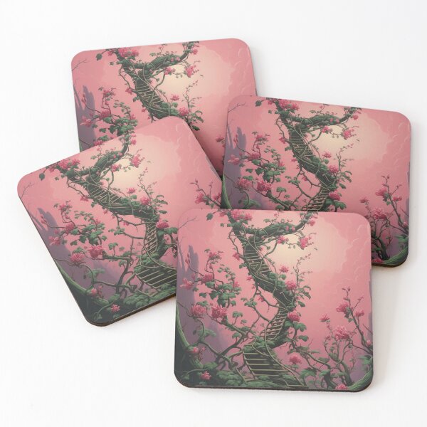 Item preview, pink flower ivy climbing stairway designed and sold by DanieWoods.
