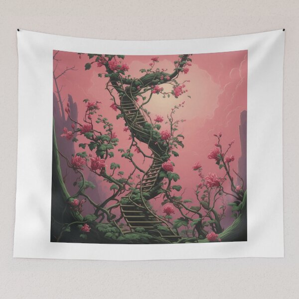 Item preview, pink flower ivy climbing stairway designed and sold by DanieWoods.