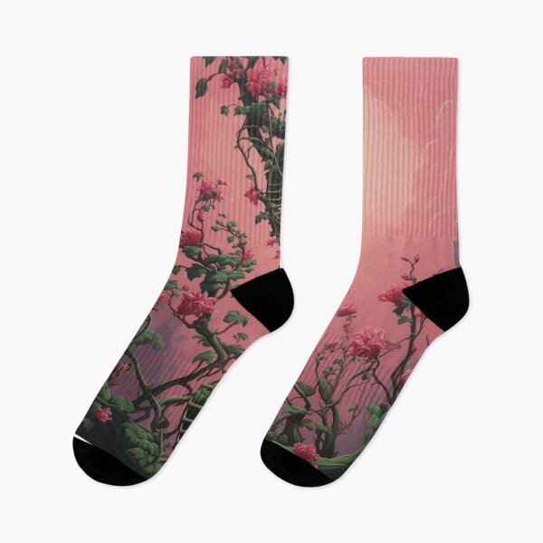 Item preview, pink flower ivy climbing stairway designed and sold by DanieWoods.