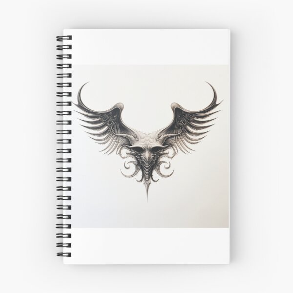 Item preview, black and white winged demon head designed and sold by DanieWoods.