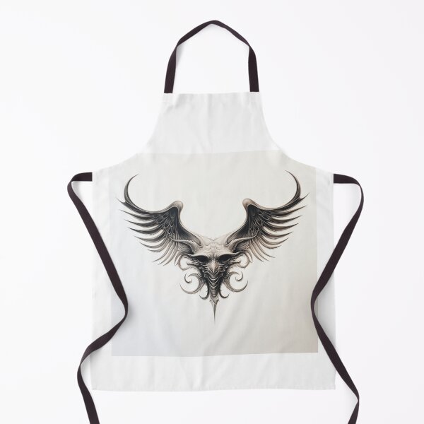 Item preview, black and white winged demon head designed and sold by DanieWoods.