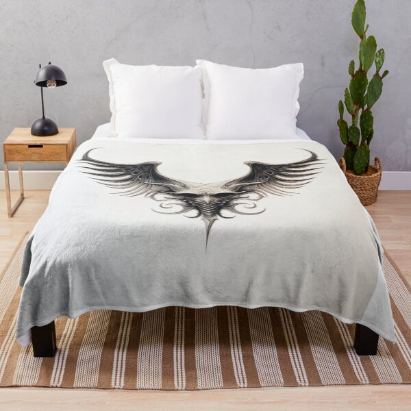 Item preview, black and white winged demon head designed and sold by DanieWoods.