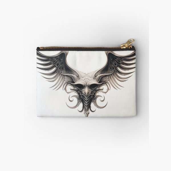 Item preview, black and white winged demon head designed and sold by DanieWoods.