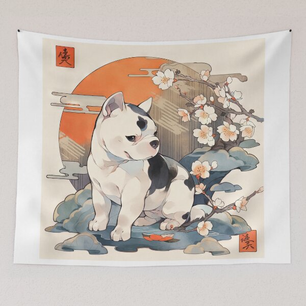 Item preview, Japanese Woodblock Style Pitbull Terrier Dog designed and sold by BlvckSky.