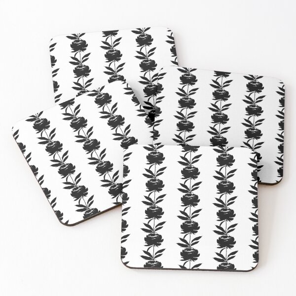 Item preview, Peony Flower Black leaves silhouette on White background 7 designed and sold by ArmBaoStock.