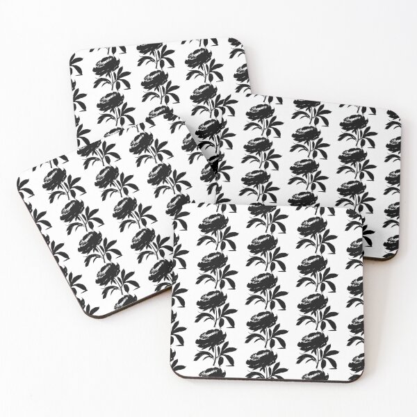 Item preview, Peony Flower Black leaves silhouette on White background 8 designed and sold by ArmBaoStock.