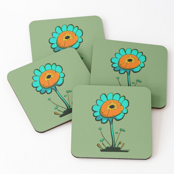 Item preview, Pastel Single Flower in Cyan, Orange & light Blue Paint Pattern Design designed and sold by Md Rashid  Hasan.
