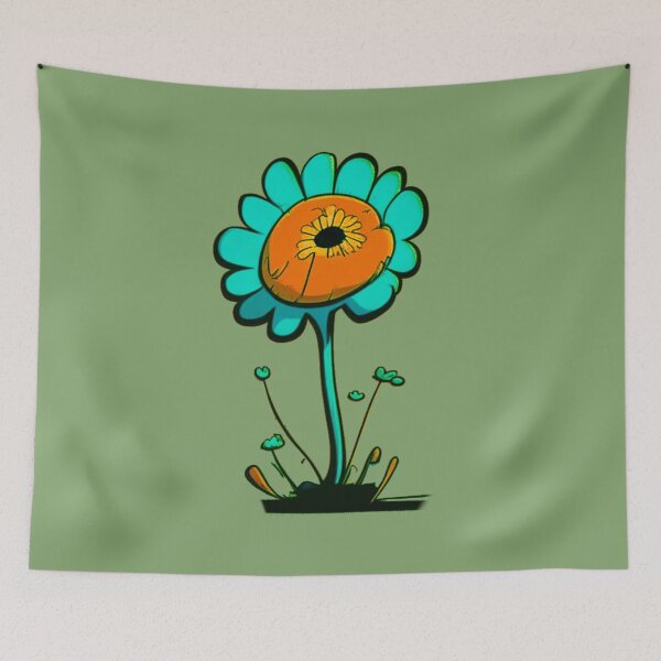 Item preview, Pastel Single Flower in Cyan, Orange & light Blue Paint Pattern Design designed and sold by Md Rashid  Hasan.