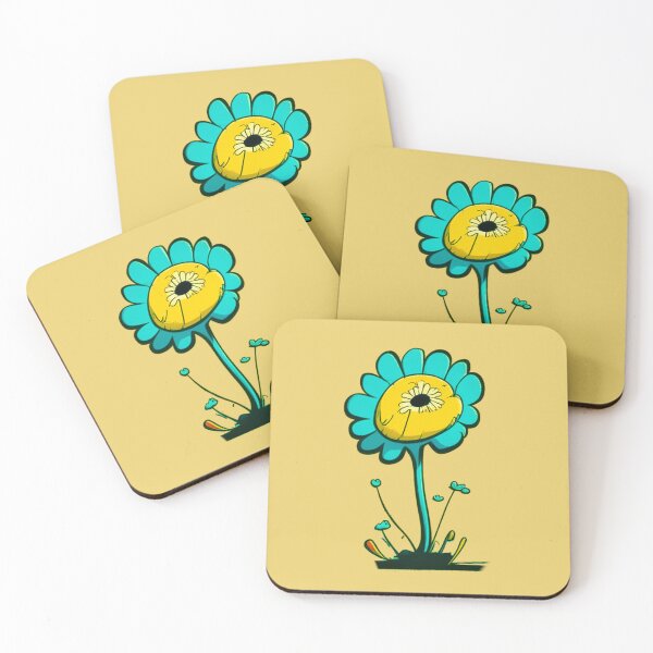 Item preview, Pastel Single Flower in Cyan, Yellow & light Blue Paint Pattern Design designed and sold by Md Rashid  Hasan.