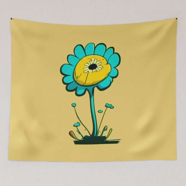 Item preview, Pastel Single Flower in Cyan, Yellow & light Blue Paint Pattern Design designed and sold by Md Rashid  Hasan.