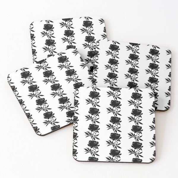 Item preview, Peony Flower Black leaves silhouette on White background 10 designed and sold by ArmBaoStock.