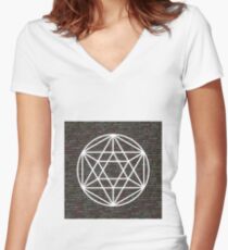 Sacred Geometry (w/ code background) Women's Fitted V-Neck T-Shirt