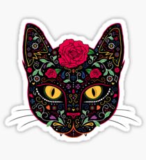 Pegatina Día de los Muertos Kitty Cat Sugar Skull