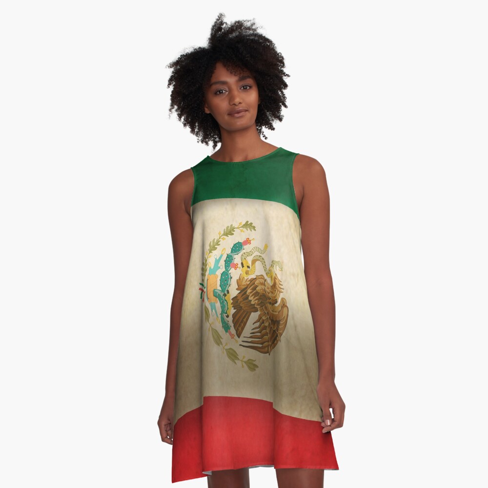 Grunge Flagge Mexiko... A-Linien Kleid