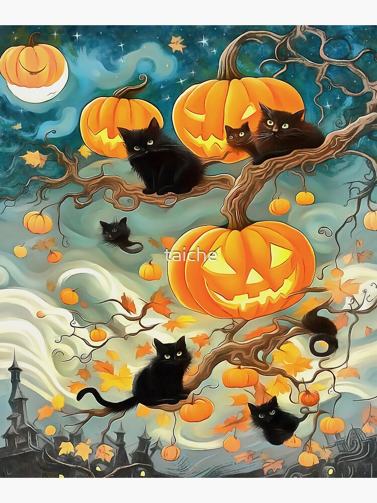 Halloween Throw Pillow Cover Gothic Ghost Pumpkin Black Cat Trick