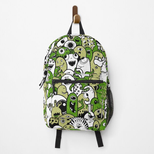 Item preview, Monster pattern green tones, lineart, doodle, comic designed and sold by Katj-A-Studio.