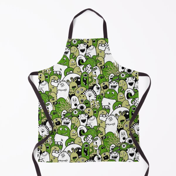 Item preview, Monster pattern green tones, lineart, doodle, comic designed and sold by Katj-A-Studio.