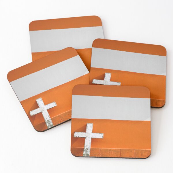 Item preview, White Cross on Urban orange Brick Church designed and sold by Piccaya.