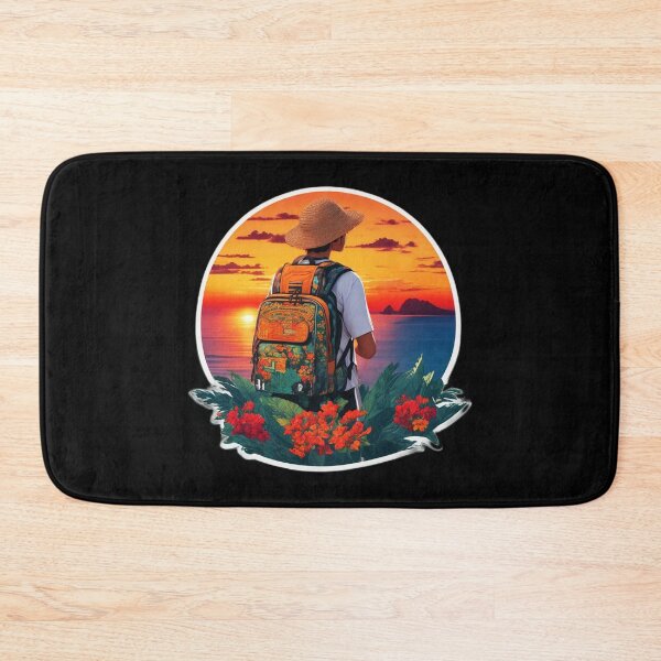 Item preview, Bali Backpacker Watching Ocean Sunset From Uluwatu Cliff designed and sold by Ridiculam Toga.