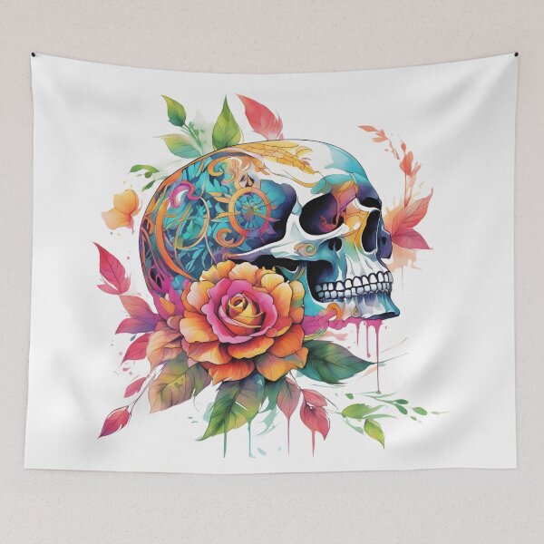 Artikelvorschau, Multicolor watercolor skull pattern entworfen und verkauft von oyonni design.