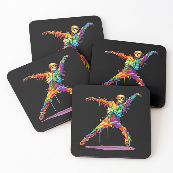 Item preview, Dancing Skeleton Rainbow Funny Halloween Colorful Splash Art designed and sold by LOT7Clothing.