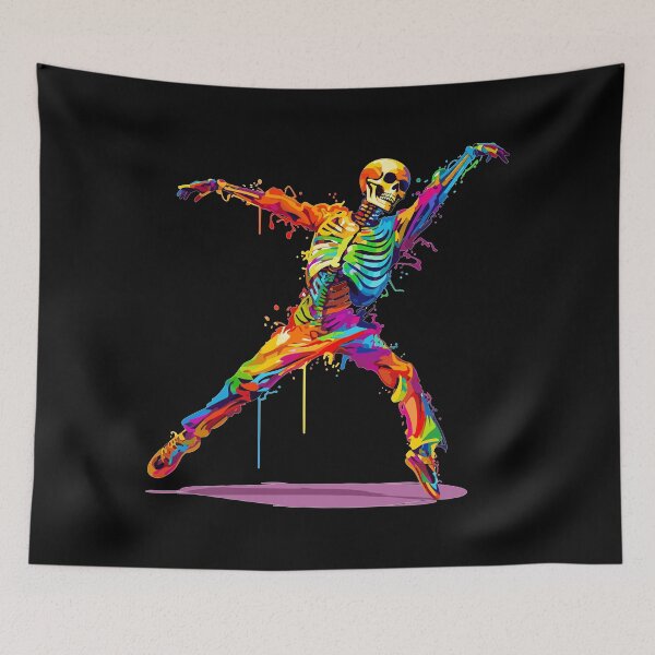 Item preview, Dancing Skeleton Rainbow Funny Halloween Colorful Splash Art designed and sold by LOT7Clothing.