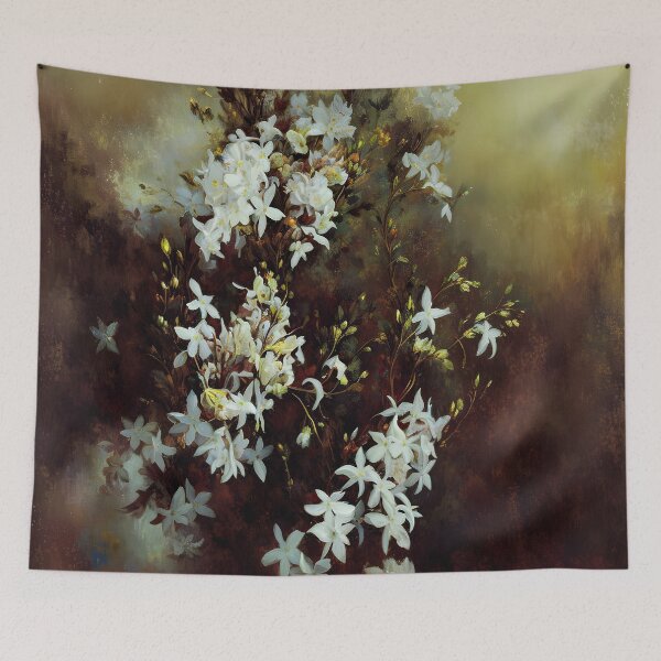 Item preview, Antique Look Vintage Jasmine Flowers - Shabby Chic Blossoms Grunge Style AI Art 3 of 4 designed and sold by Beachy.