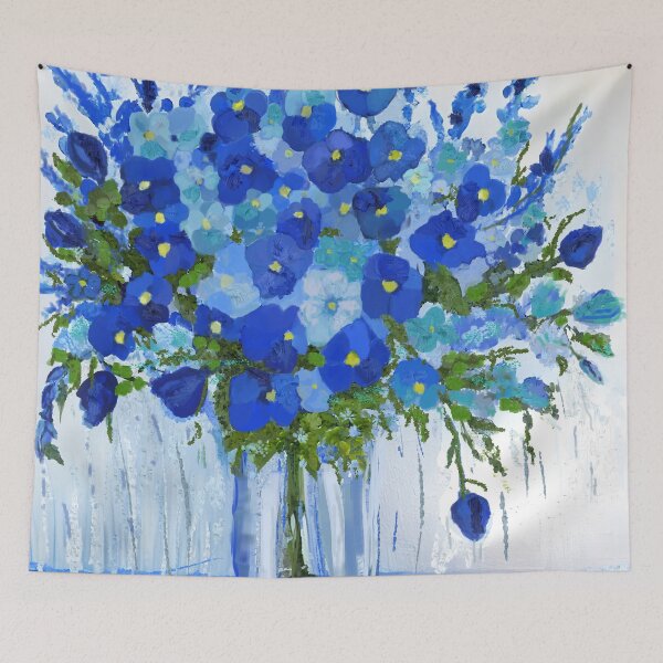 Item preview, Vase with blue flowers designed and sold by AdRonDesign.