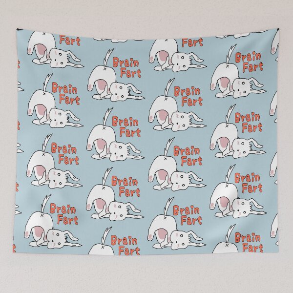 Item preview, Brain fart cute white puppy Roulo in blue designed and sold by UgaMaru.