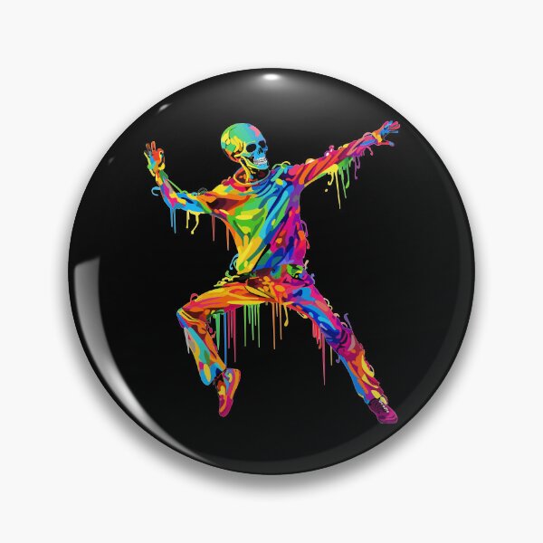 Item preview, Dancing Skeleton Rainbow Funny Halloween Colorful Splash Art designed and sold by LOT7Clothing.