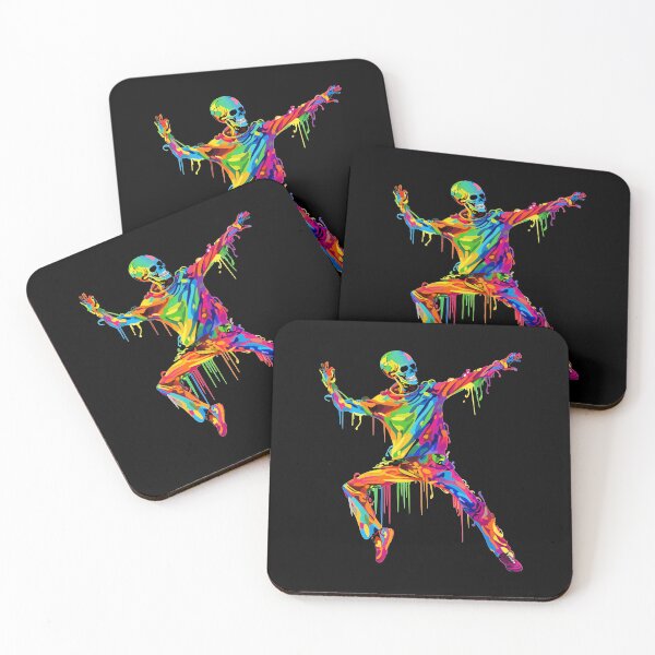 Item preview, Dancing Skeleton Rainbow Funny Halloween Colorful Splash Art designed and sold by LOT7Clothing.